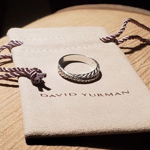 David Yurman Crossover Ring with Diamonds, size 8